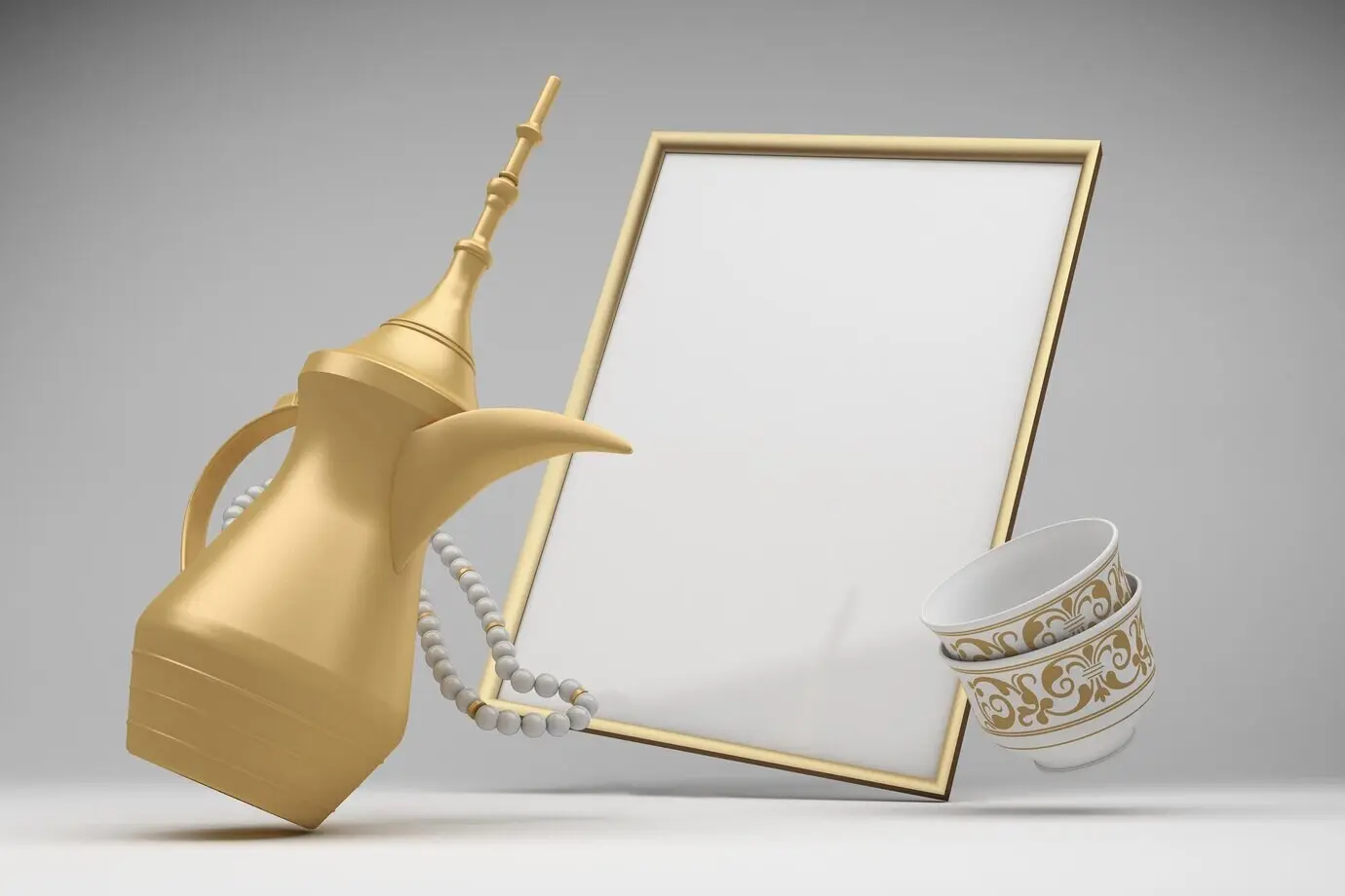 Eid-Rahmen aus seitlicher Perspektive vor weißem Hintergrund